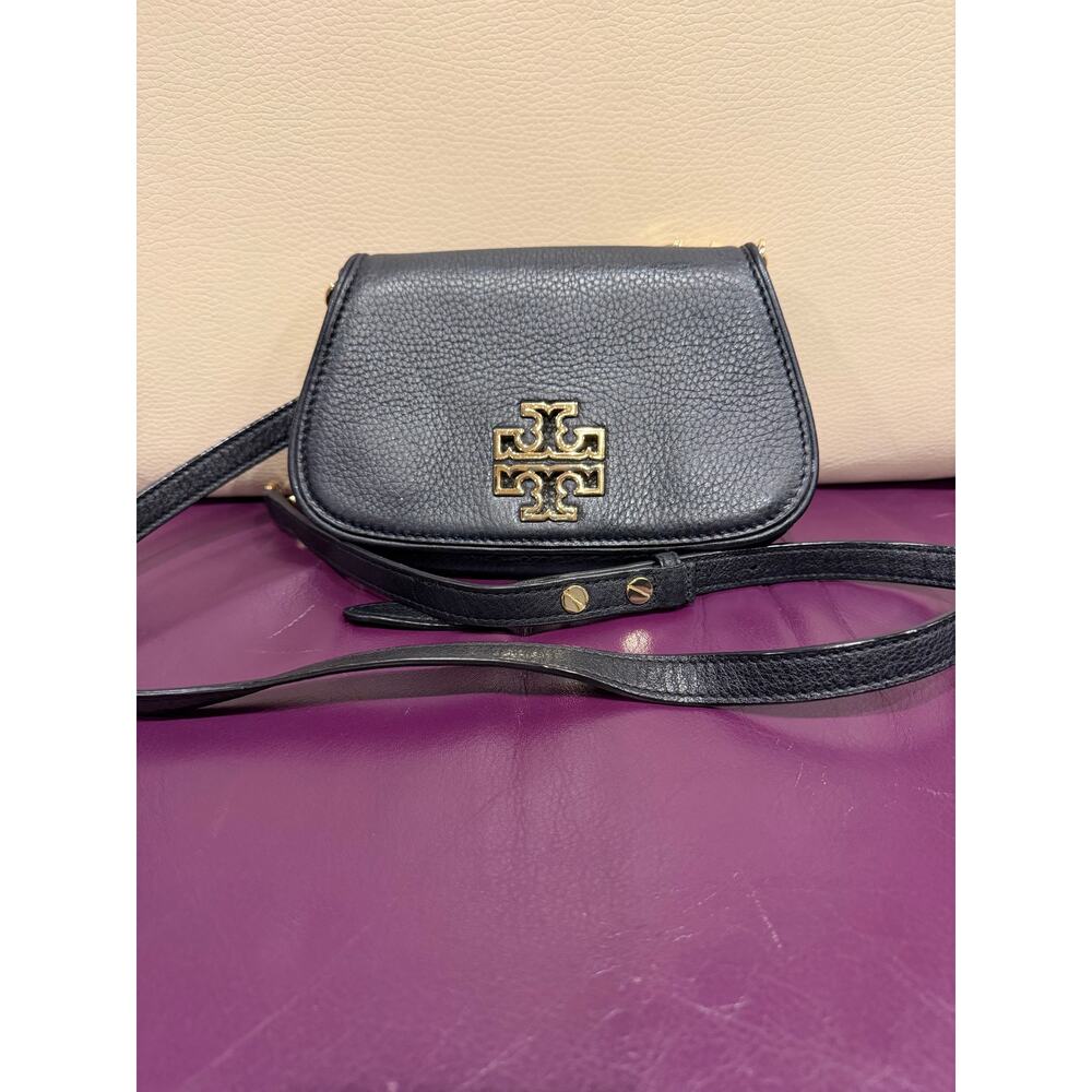 Tory Burch Britten Crossbody Bag pebbled leather with gold-tone hardware 8x4x2”